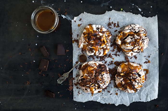 Salted Caramel and Chocolate Meringues 