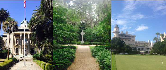 The Brunwick Courthouse; John Wesley Memorial Garden; Jekyll Island Club Hotel 